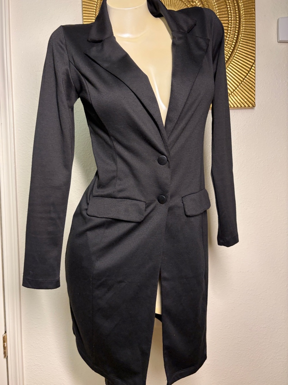 *Black Tailored Long Blazer Jacket